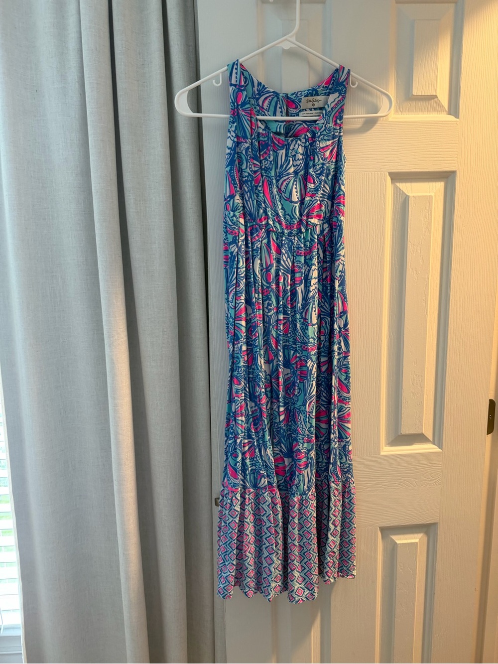 Lily Pulitzer Sleeveless Blue & Pink Printed Maxi Dress